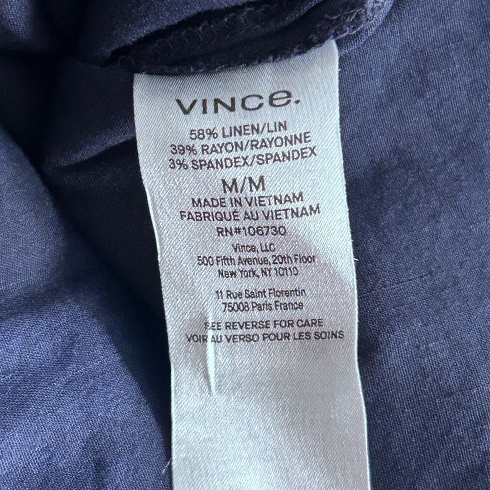 Vince Linen Popover Top Navy‎ Blue Medium - Picture 10 of 15